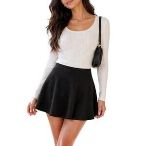 Ally Black Textured Fit & Flare Skater Skirt Size M